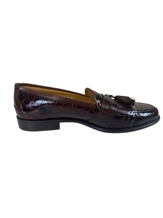 Johnston Murphy Cellini Mens 11M Brown Croc Embossed Tassel Loafer Italy Classic